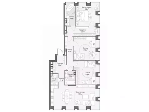 3-к кв. Москва Лайф Тайм жилой комплекс (149.0 м)
