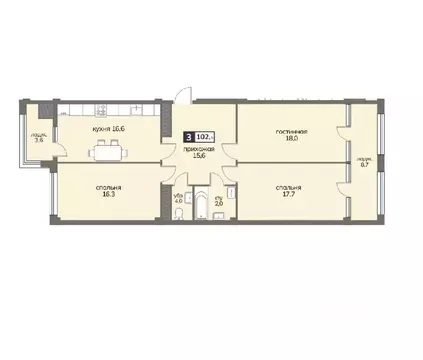 3-к кв. Ставропольский край, Ставрополь ул. Серова, 468/3 (102.5 м)