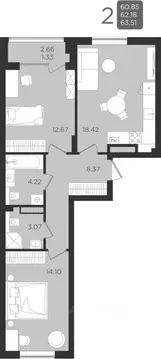 2-к кв. Калининградская область, Калининград ул. Старшины Дадаева, ...