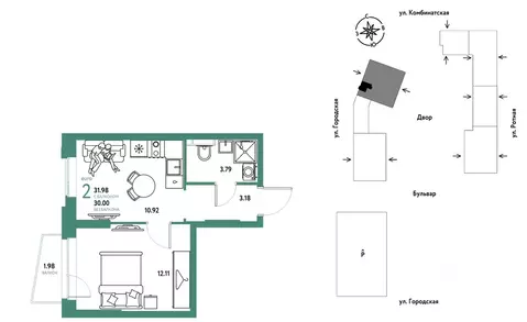 2-к кв. Свердловская область, Екатеринбург муниципальное образование, ...