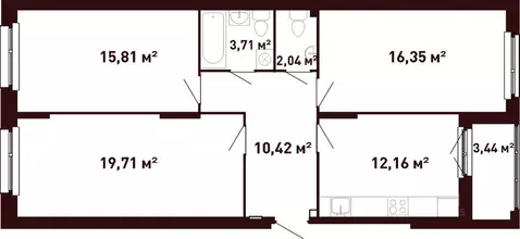 3-к кв. Свердловская область, Екатеринбург ул. Калинина, 55 (81.47 м)