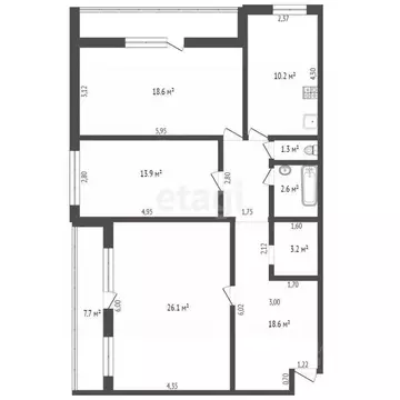 3-к кв. Брянская область, Брянск Бежицкая ул., 1/2 (94.4 м)