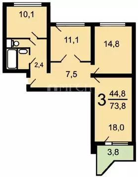 Продается 3-комнатная квартира