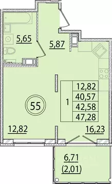 1-к кв. Санкт-Петербург пос. Шушары, ул. Соколиная, 4к1 (40.57 м)