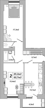 2-к кв. Тамбовская область, Тамбов ул. Чичерина, 7/3 (65.2 м)