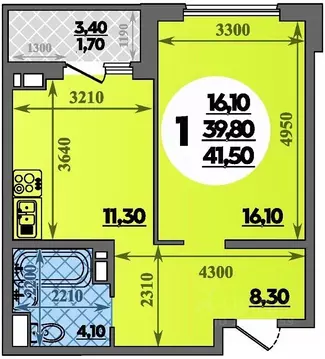 1-к кв. Краснодарский край, Краснодар ул. Героев-Разведчиков, 11 (41.5 ...