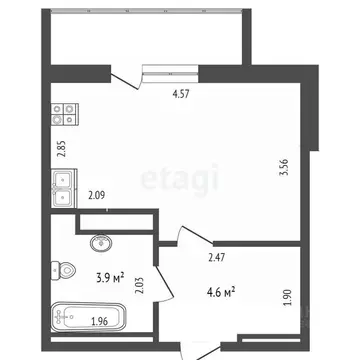Студия Тюменская область, Тюмень ул. Фармана Салманова, 26 (19.0 м)