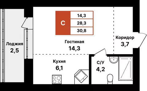 1-к кв. Башкортостан, Уфа Цветы Башкирии жилрайон,  (30.8 м)