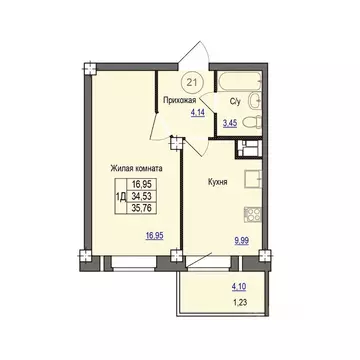 1-к кв. Псковская область, Псковский район, Завеличенская волость, д. ...