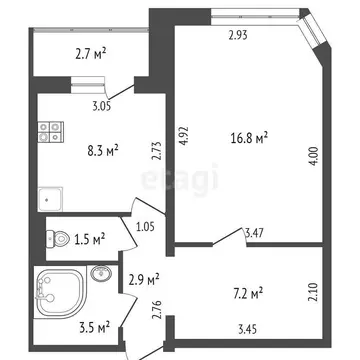 1-комнатная квартира: Тюмень, Широтная улица, 171 (40.2 м)