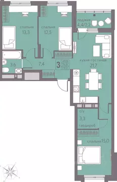 3-к кв. Пермский край, Пермь ул. Серебристая, 5 (79.0 м)