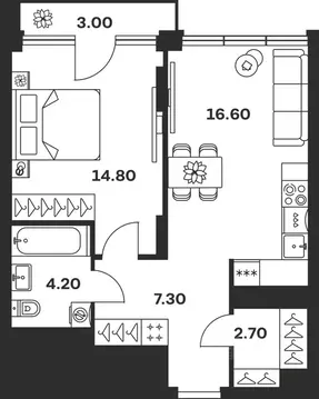 1-к кв. Тульская область, Тула ул. Фридриха Энгельса, 62 (48.6 м)