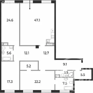 3-комнатная квартира: Санкт-Петербург, Петровский проспект, 11к2 ...
