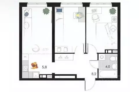 1-к кв. Пермский край, Пермь Магистральная ул., 86Б (38.0 м)