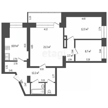 3-к кв. Марий Эл, Йошкар-Ола ул. Прохорова, 16А (74.3 м)