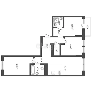 3-комнатная квартира: Тюмень, улица Республики, 205к1 (78.1 м)