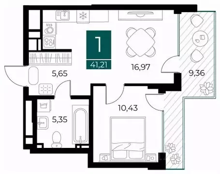 1-к кв. Рязанская область, Рязань Арт Кварталы жилой комплекс (41.21 ...