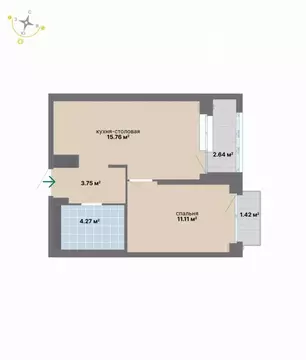 1-к кв. Свердловская область, Екатеринбург ул. Студенческая, 16 (38.95 ...