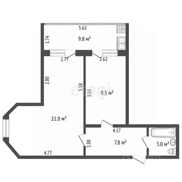2-к кв. Ставропольский край, Кисловодск Набережная ул. (51.1 м)