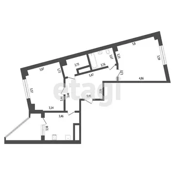 2-комнатная квартира: Тюмень, Широтная улица, 189к1 (75.9 м)