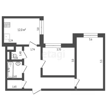 2-к кв. Ямало-Ненецкий АО, Ноябрьск Магистральная ул., 125 (46.9 м)