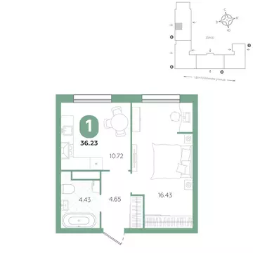1-комнатная квартира: Тюменский муниципальный округ, село Горьковка, ...