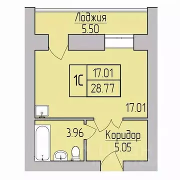Студия Новосибирская область, Новосибирск ул. Юности, 7 (28.77 м)