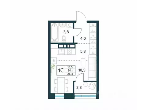Студия Забайкальский край, Чита Хороший мкр, 15 (26.4 м)
