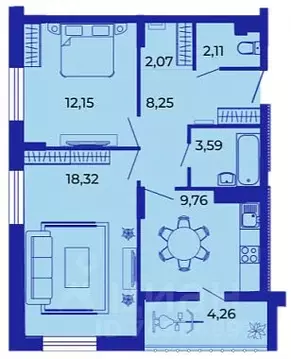 2-к кв. Брянская область, Брянск ул. Имени О.С. Визнюка, 18 (60.51 м)