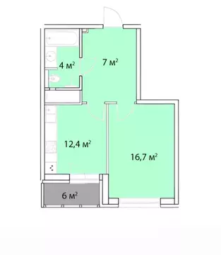 1-к кв. Свердловская область, Екатеринбург пер. Трамвайный, 2к4 (41.2 ...