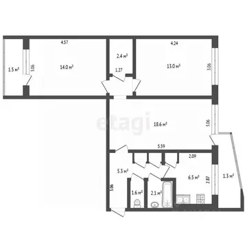 3-к кв. Мордовия, Саранск ул. Косарева, 1к1 (64.0 м)