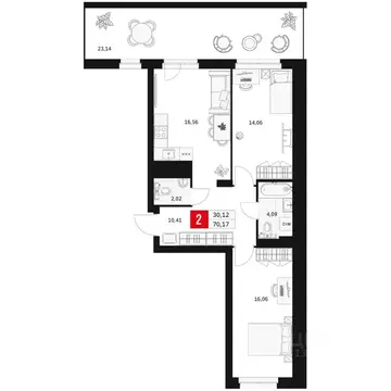 2-к кв. Башкортостан, Уфа ул. Большая Московская, 11 (70.17 м)