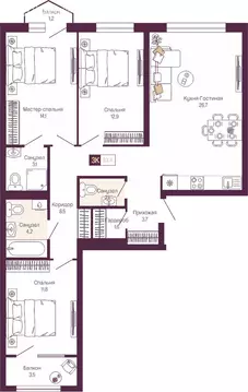 3-комнатная квартира: Нижний Новгород, Нижегородский район (90.9 м)