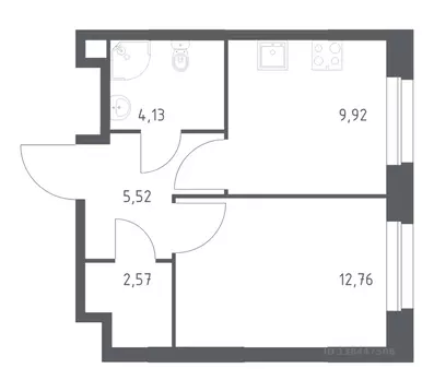 1-к кв. Москва д. Столбово, Эко Бунино жилой комплекс, 13 (34.9 м)