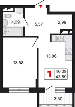 1-комнатная квартира: Екатеринбург, жилой район Втузгородок, ЖК Алиса ...
