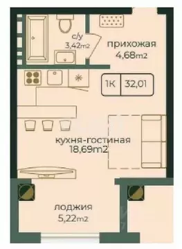 Студия Дагестан, Каспийск просп. Акулиничева (32.01 м)