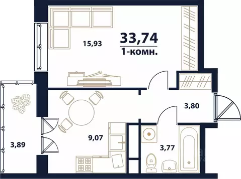 1-к кв. Ульяновская область, Ульяновск Новый Город мкр, 17-й кв-л, ...