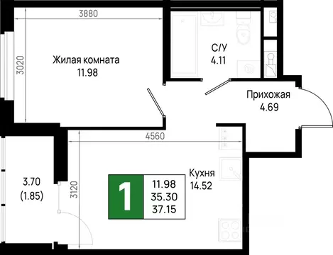 1-к кв. Ленинградская область, Всеволожский район, Свердловское ...