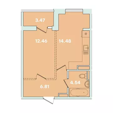 1-комнатная квартира: Иркутск, улица Петрова, 16 (41.75 м)