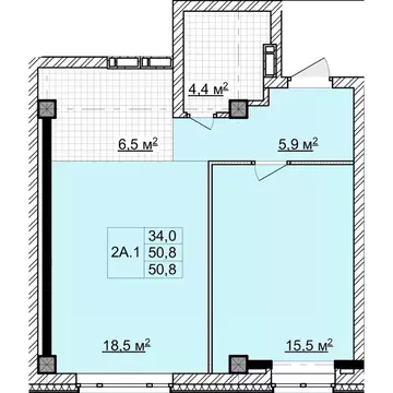 2-к кв. Томская область, Томск ул. Владимира Высоцкого, 8Д (50.8 м)