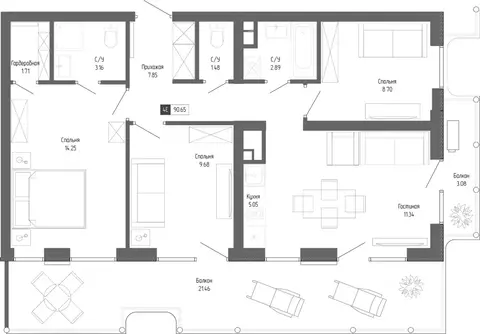 4-к кв. Крым, Алушта Профессорский Уголок мкр,  (90.65 м)