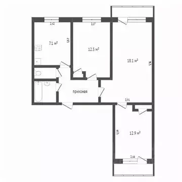 3-к кв. Новосибирская область, Новосибирск Полтавская ул., 43 (86.0 м)