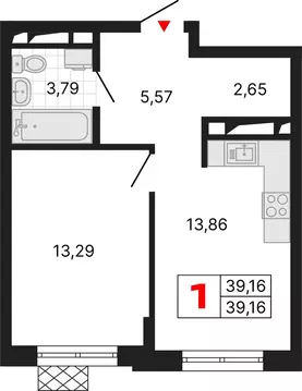 1-комнатная квартира: Екатеринбург, жилой район Втузгородок, ЖК Алиса ...