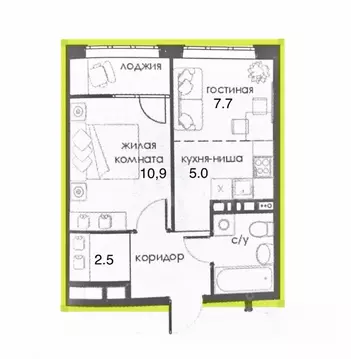 2-к кв. Пермский край, Пермь Магистральная ул., 86Б (34.5 м)