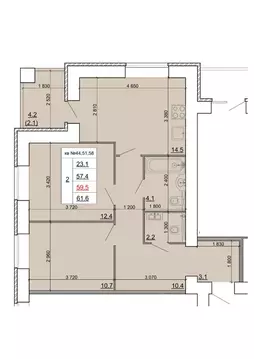 2-к кв. Костромская область, Кострома Новый город мкр,  (59.5 м)