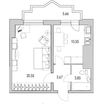 1-к кв. Санкт-Петербург ул. Кустодиева, 7к1 (46.2 м)