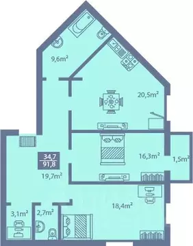 3-к кв. Владимирская область, Владимир Коммунар мкр,  (91.8 м)