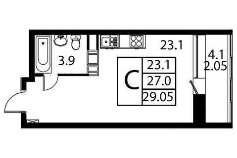 Студия Московская область, Домодедово Авиационный мкр, ул. Жуковского, ...