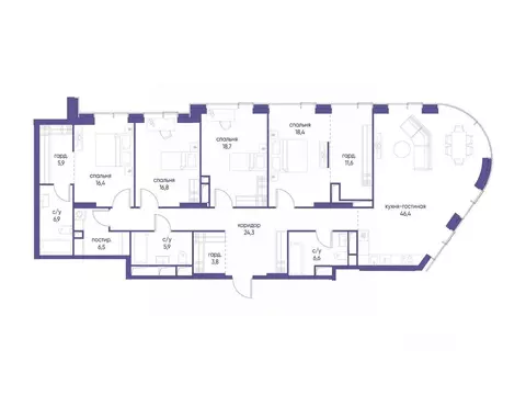 4-к кв. Москва ул. Сергея Макеева, 7С7 (188.1 м)