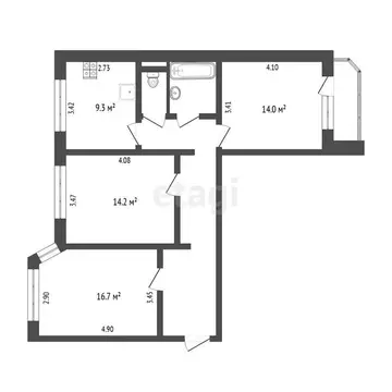 3-комнатная квартира: Тюмень, Широтная улица, 96к1 (75 м)